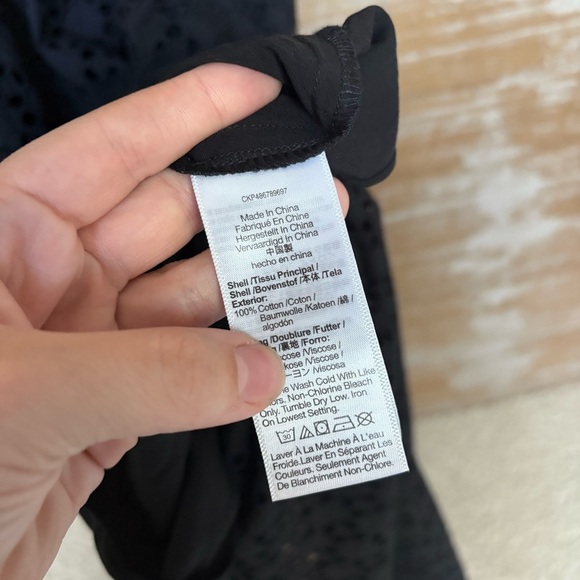 Madewell V Neck Eyelet Maxi Dress Black Preppy Boho Western Womens 12 - Picture 6 of 8